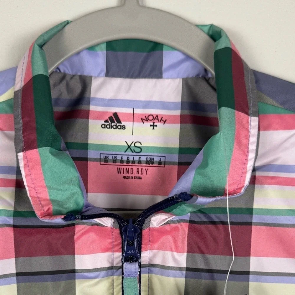Adidas x Noah Running Jacket Plaid‎ Multicolor Full Zip XS NWT